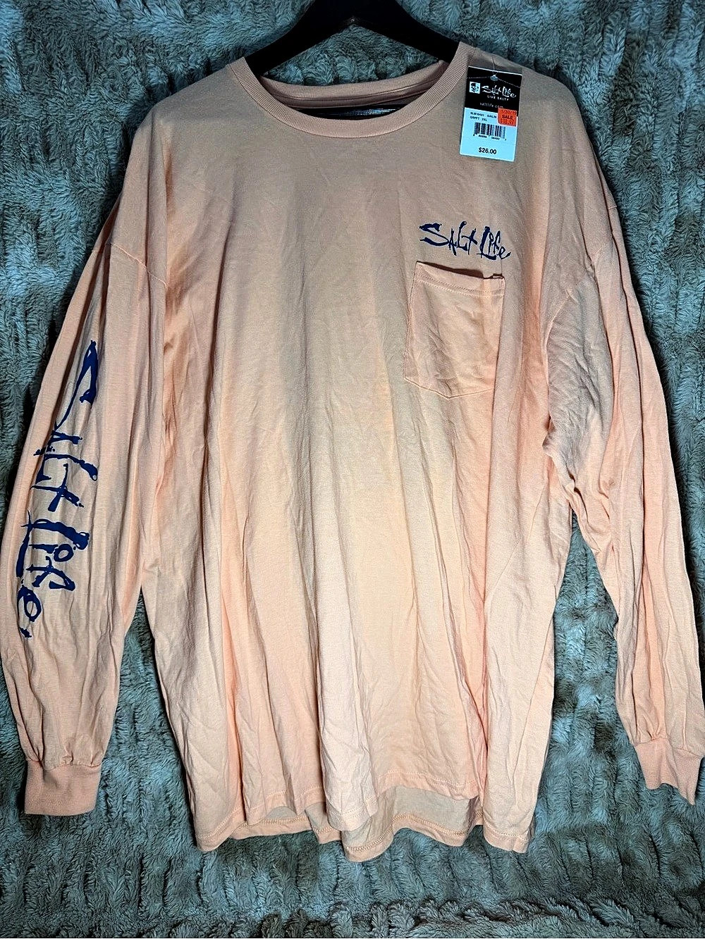 Salt Life Sailin Ale Long Sleeve Pocket Tee Pink 2XL